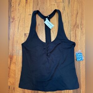 Free People Black Racer back Women's Top